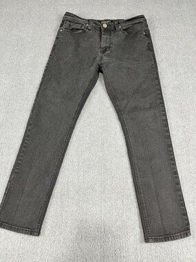 Smoke & Ash Mens Black Slim Fit Jeans 32x30